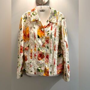 ColdWater Creek  button down floral ruffled shirt/blazer size 12